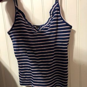 Top Shop Ruffled V neck Ribbed Tank